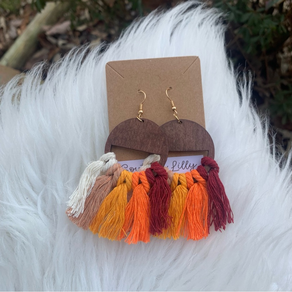 Wooden Tassel Fall Earrings